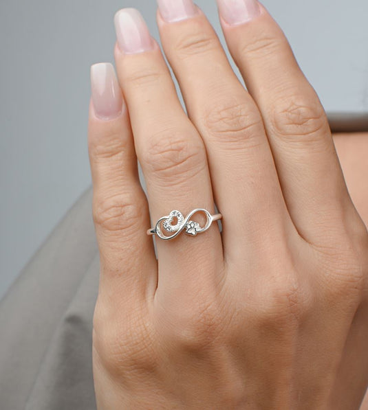 Anel Infinito Vazado Coração Pet Prata 925