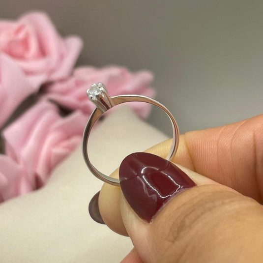 Anel Solitário Caixa Alta com Zircônia - Prata 925