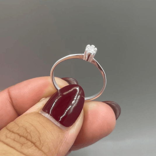 Anel Solitário Caixa Alta com Zircônia - Prata 925