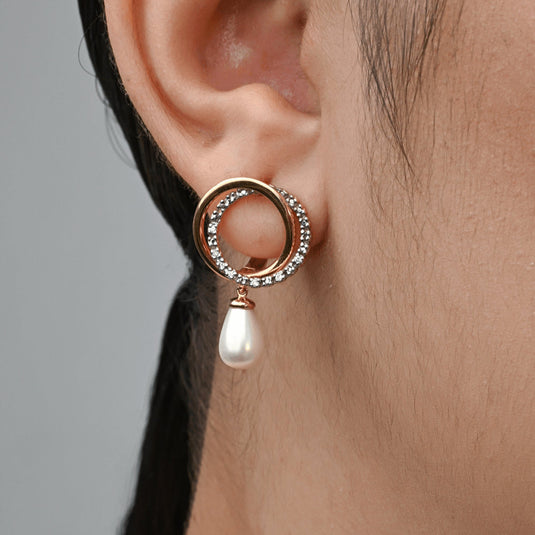 Argola Dupla Fio Cravejado Fio Liso Ouro 18k