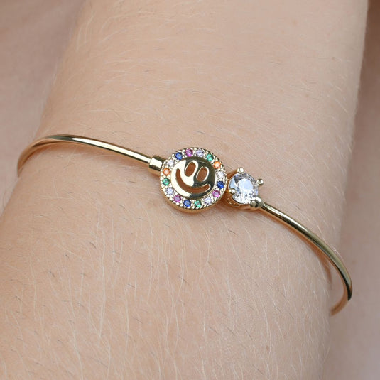 Bracelete Algema Cara Feliz Zircônia - Semijoia Premium