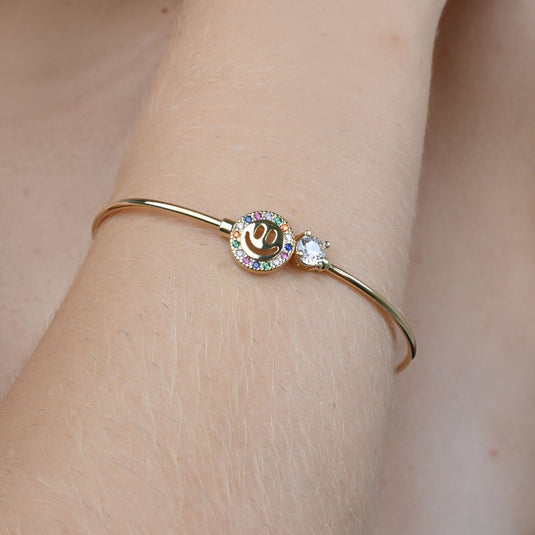 Bracelete Algema Cara Feliz Zircônia - Semijoia Premium