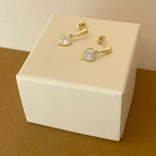 Brinco Aste Coração Pendurado em Ouro 18k – Charme e Sofisticação