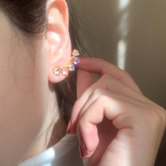 Brinco Ear Cuff Pedra Branca - Semijoia Premium