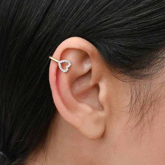 Brinco Piercing Fake Coração - Semijoia Premium