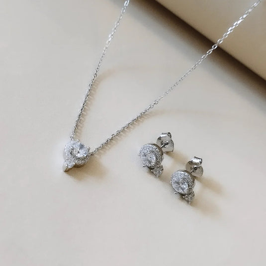 Conjunto Pedras Brancas Prata 925