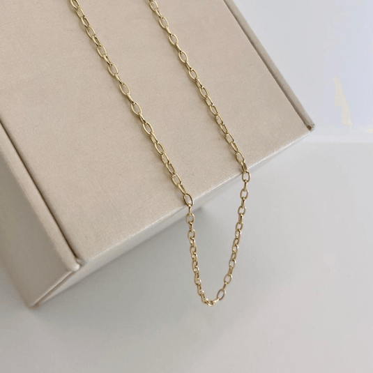 Corrente Elo Oval Oca Fina 45cm em Ouro 18k.