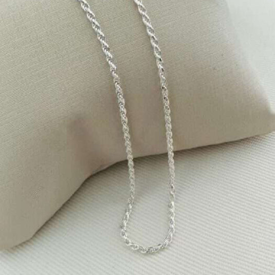 Corrente Corda Fina 45cm Prata 925