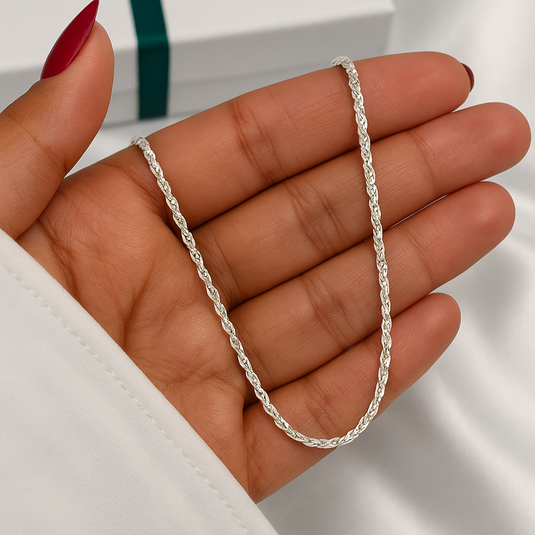 Corrente Corda Fina 45cm Prata 925