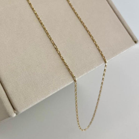 Corrente Elo Alongado Oval Pequeno 45cm Ouro 18k