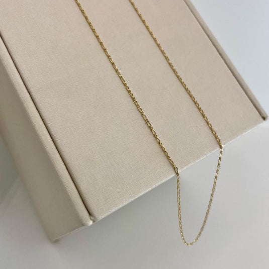 Corrente Elo Alongado Oval Pequeno 45cm Ouro 18k