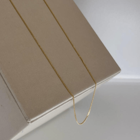 Corrente Elos Grumet Batida Diamantada em Ouro 18k, 40cm