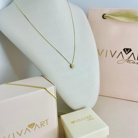 Corrente Veneziana Ouro 18K com Pingente Sextavado Cravejado