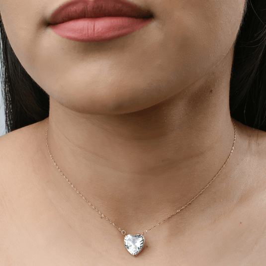 Gargantilha Coração Facetada 40cm em Ouro 18k