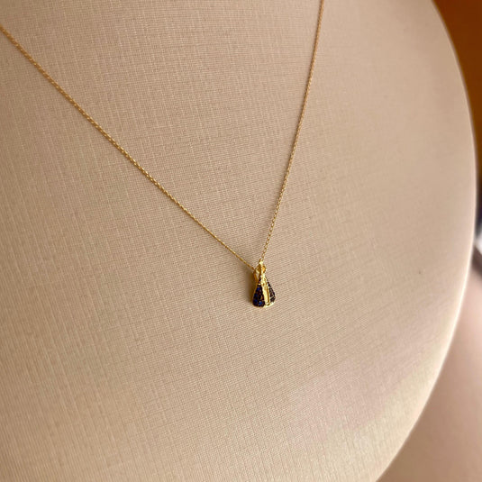 Gargantilha Mini Elo Português com Nossa Senhora Aparecida 45cm Ouro 18k