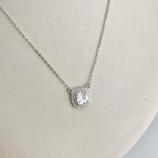 Gargantilha Chuveiro Quadrado Zircônia 40cm Prata 925