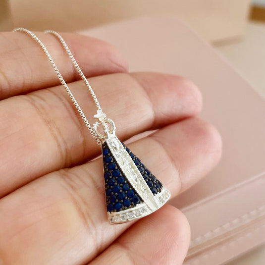 Gargantilha Nossa Senhora Aparecida Grande 45cm Prata 925