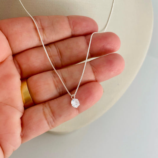 Gargantilha Ponto de Luz Com Galeria 45cm Prata 925