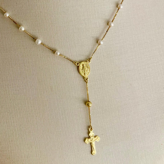 Gargantilha Terço Pérola Coreana Nossa Senhora das Graças4
