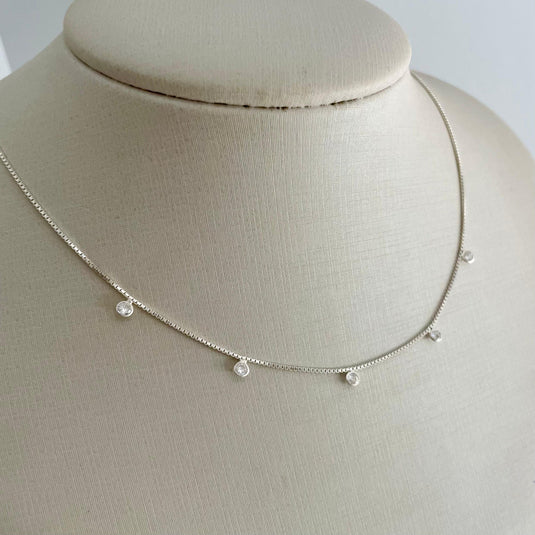 Gargantilha Veneziana Cinco Pontos de Luz 45cm Prata 925