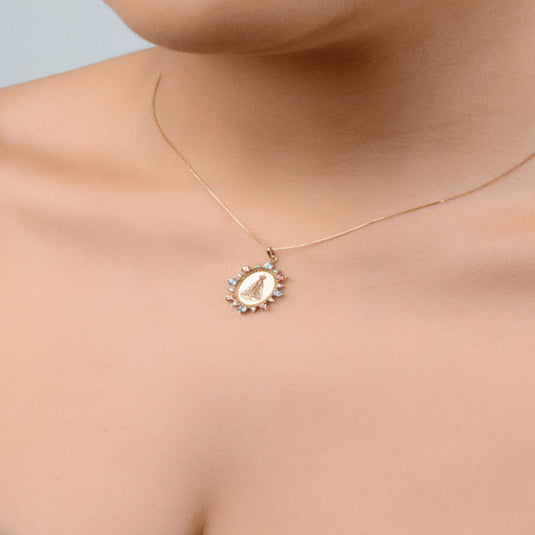 Pingente Nossa Senhora Aparecida Desenhada Ouro 18k