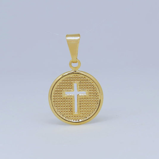 Pingente Medalha Redonda Cruz Vazada Trabalhada