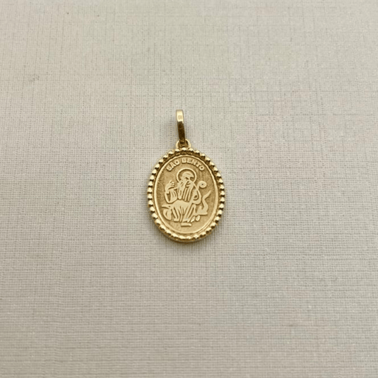Pingente São Bento Sentado Ouro 18k