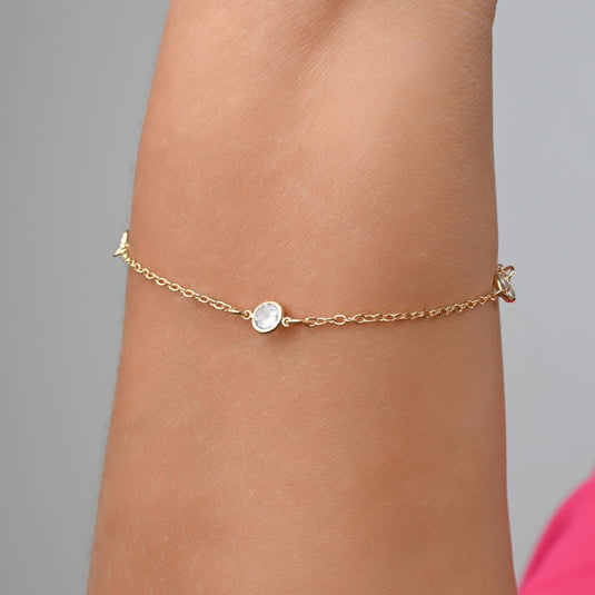 Pulseira Elo Mini 3 Pontos de Luz 19cm - Semijoia Premium