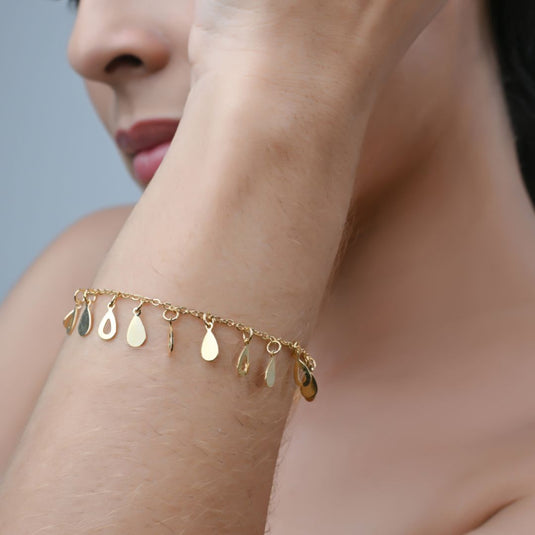 Pulseira Gotas Lisas e Vazadas 18cm - Semijoia Premium