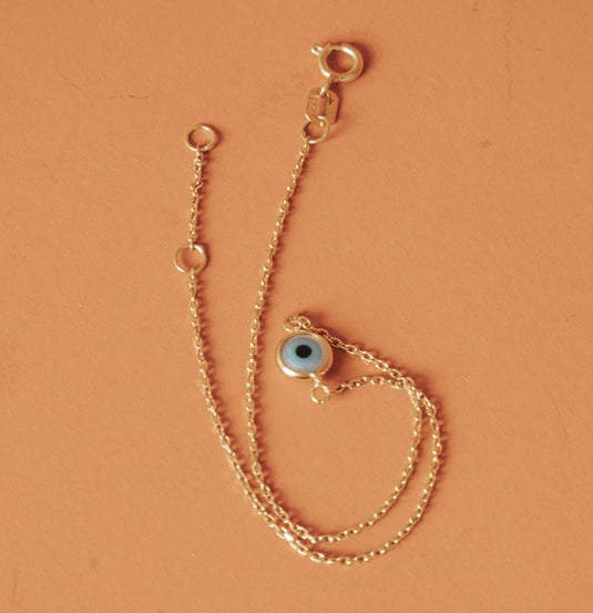 Pulseira Olho Grego 18cm em Ouro 18k