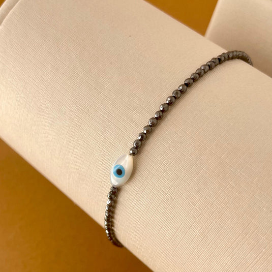 Pulseira de Espinelo com Olho Grego Losango e Madrepérola
