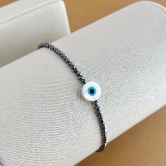 Pulseira de Espinelo com Olho Grego e Madrepérola