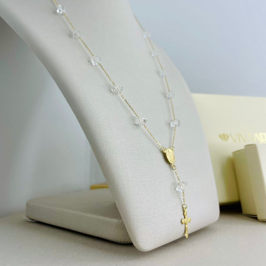 Terço Nossa Senhora das Graças em Ouro 18k com Cristais