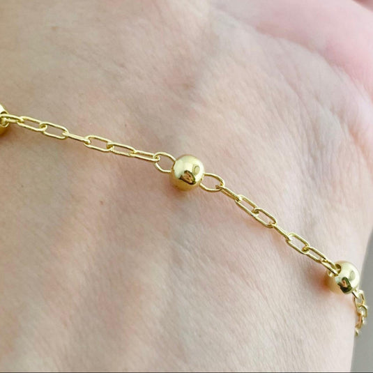 Pulseira Bolinha 18cm – Semijoia Premium com Banho de Ouro 18k