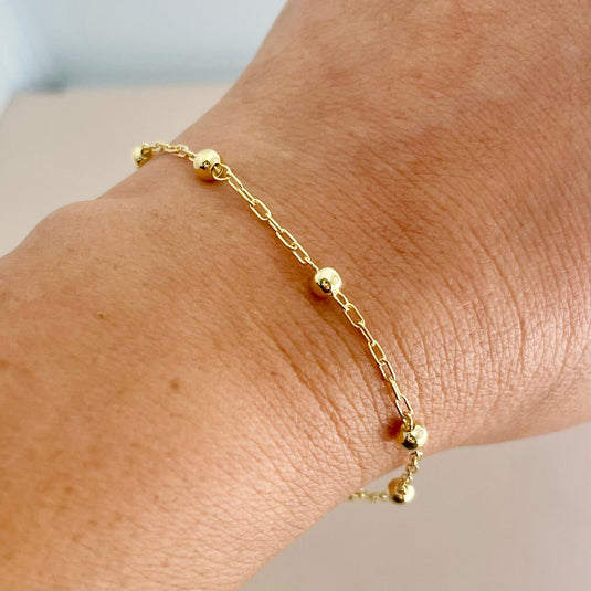 Pulseira Bolinha 18cm – Semijoia Premium com Banho de Ouro 18k