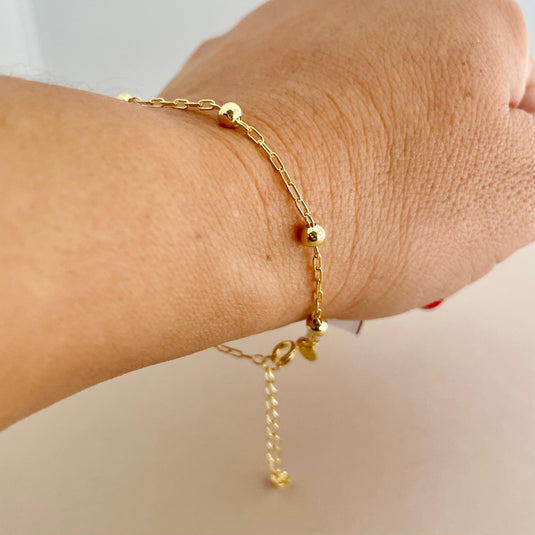 Pulseira Bolinha 18cm – Semijoia Premium com Banho de Ouro 18k
