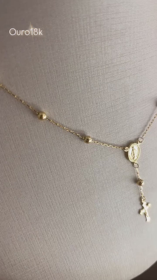 Terço Nossa Senhora das Neves em Ouro 18k - 45cm
